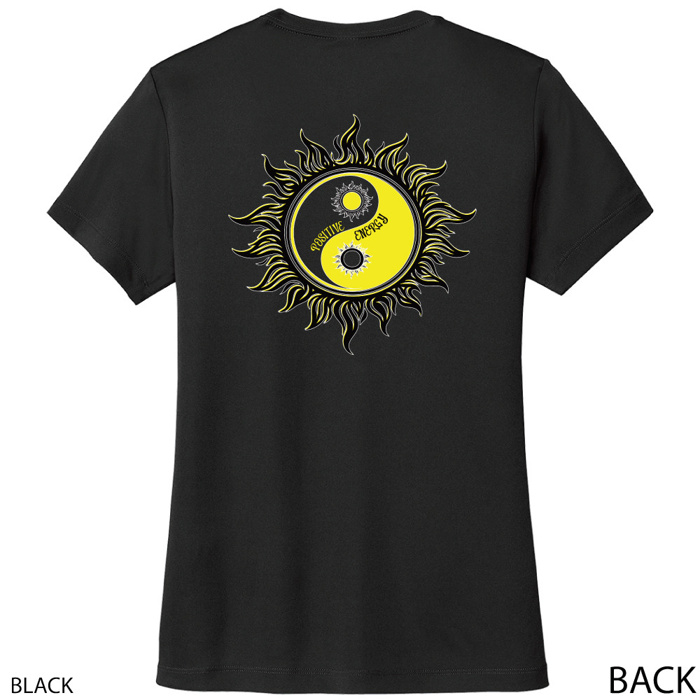 Beach Squad shirt ladies performance short sleeve yin yang sun black back